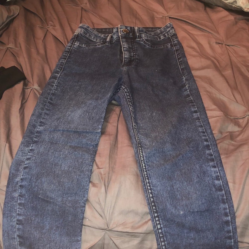 High waist jeans wash print